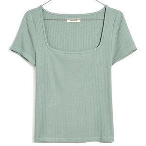 Madewell Rib Square Neck Tee in Frosted Willow